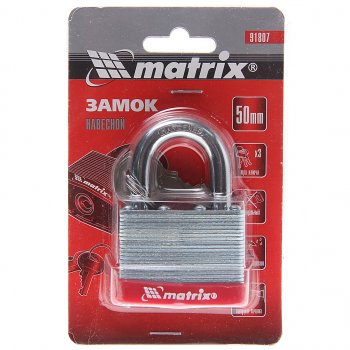 559 р. Замок навесной 50мм MATRIX MATRIX 91807  с доставкой в г. Майкоп. Увеличить фотографию 1