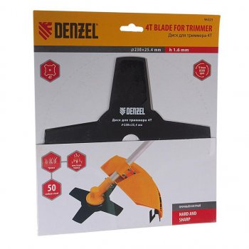 296 р. Диск для триммера 4 лезвия 230х25.4х1.6мм DENZEL DENZEL 96323  с доставкой в г. Майкоп. Увеличить фотографию 1