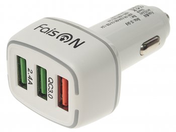 429 р. Устройство зарядное в прикуриватель 3USB 12V FAISON FAISON a1 white  с доставкой в г. Майкоп. Увеличить фотографию 1