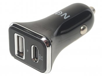 449 р. Устройство зарядное в прикуриватель 1USB + 1 Type C 12V FAISON FAISON a-42 pair black  с доставкой в г. Майкоп. Увеличить фотографию 1