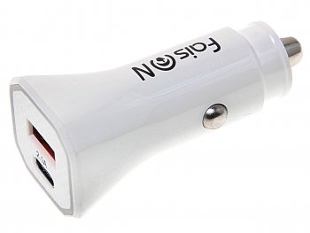 449 р. Устройство зарядное в прикуриватель 1USB + 1 Type C 12V FAISON FAISON a5 white  с доставкой в г. Майкоп. Увеличить фотографию 1