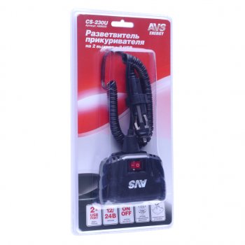 1 329 р. Разветвитель прикуривателя 2-х гнездовой 12-24V 2USB 3.1A AVS AVS a80922s  с доставкой в г. Майкоп. Увеличить фотографию 1