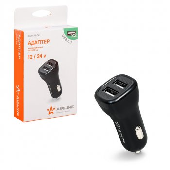 379 р. Устройство зарядное в прикуриватель 2USB 12-24V 2.1А AIRLINE AIRLINE ach-2u-04  с доставкой в г. Майкоп. Увеличить фотографию 3