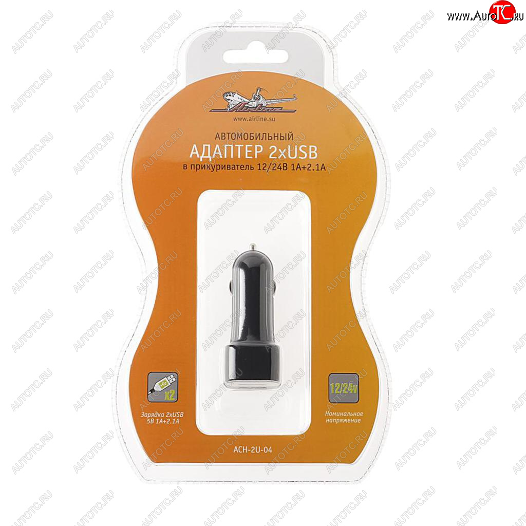 379 р. Устройство зарядное в прикуриватель 2USB 12-24V 2.1А AIRLINE AIRLINE ach-2u-04  с доставкой в г. Майкоп