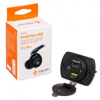 1 339 р. Розетка автомобильная встраиваемая влагозащищенная 12-24V 1 USB + 1 Type C (6.5V 3А + 5V 3А) AIRLINE AIRLINE aebj200  с доставкой в г. Майкоп. Увеличить фотографию 5