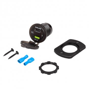 1 339 р. Розетка автомобильная встраиваемая влагозащищенная 12-24V 1 USB + 1 Type C (6.5V 3А + 5V 3А) AIRLINE AIRLINE aebj200  с доставкой в г. Майкоп. Увеличить фотографию 8