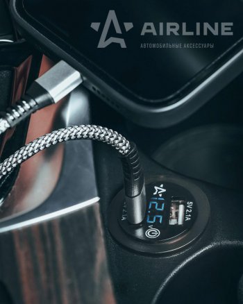 1 199 р. Розетка автомобильная встраиваемая влагозащищенная 12-24V 2USB (2.1A + 2.1A) AIRLINE AIRLINE aebj203  с доставкой в г. Майкоп. Увеличить фотографию 7