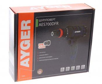 4 399 р. Шуруповерт сетевой 700Вт 22Нм 0-1800обмин. БЗП AYGER AYGER aes700dfr  с доставкой в г. Майкоп. Увеличить фотографию 3