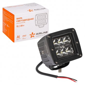 1 129 р. Фара рабочего света 82х75х75мм 18Вт 6LED (направленный свет) квадратная AIRLINE AIRLINE aled009  с доставкой в г. Майкоп. Увеличить фотографию 4