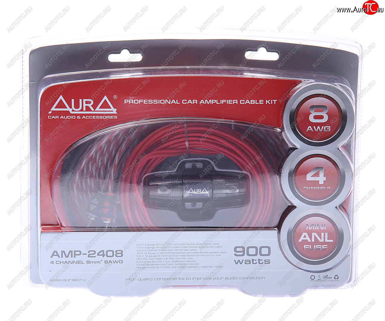 2 689 р. Набор для установки усилителя AURA AURA amp-2408  с доставкой в г. Майкоп
