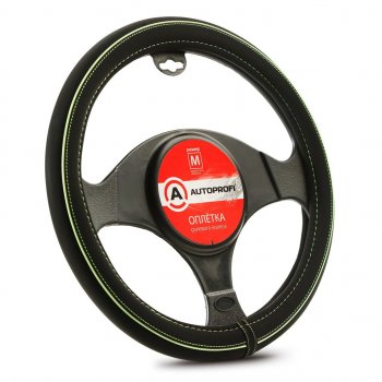 1 159 р. Оплетка руля (M) 37-39см черно-зеленая нубук AUTOPROFI AUTOPROFI ap-2020 bkgreen (m)  с доставкой в г. Майкоп. Увеличить фотографию 1
