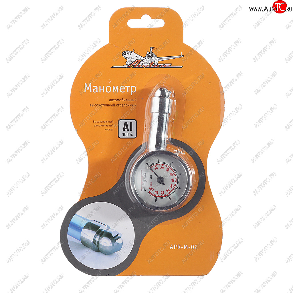 399 р. Манометр шинный механический 7.5атм. металл AIRLINE AIRLINE apr-m-02  с доставкой в г. Майкоп