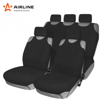 2 199 р. Универсальные чехлы сидений (майка, 7 предм., полиэстер) AIRLINE CITROEN C3 Aircross дорестайлинг (2017-2021) (черные)  с доставкой в г. Майкоп. Увеличить фотографию 4