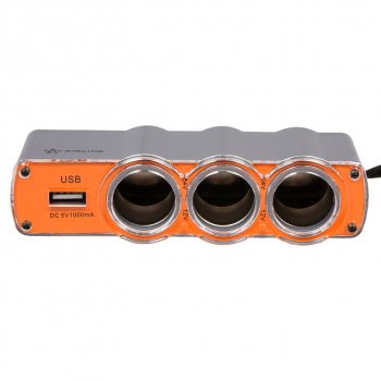 499 р. Разветвитель прикуривателя 3-х гнездовой 12V 1USB AIRLINE AIRLINE asp-3u-03  с доставкой в г. Майкоп. Увеличить фотографию 3