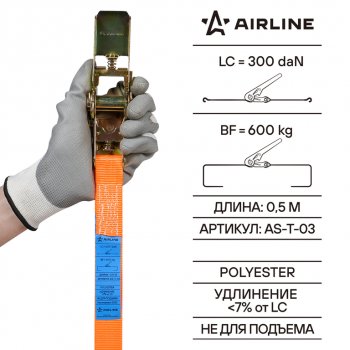 469 р. Стяжка крепления груза 0.6т 6м-25мм (полиэстер) с храповиком AIRLINE AIRLINE as-t-03  с доставкой в г. Майкоп. Увеличить фотографию 9