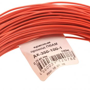 2 199 р. Провод монтажный ПВАМ 100м (сечение 0.75 кв.мм) красный CARGEN CARGEN ax3501001  с доставкой в г. Майкоп. Увеличить фотографию 2