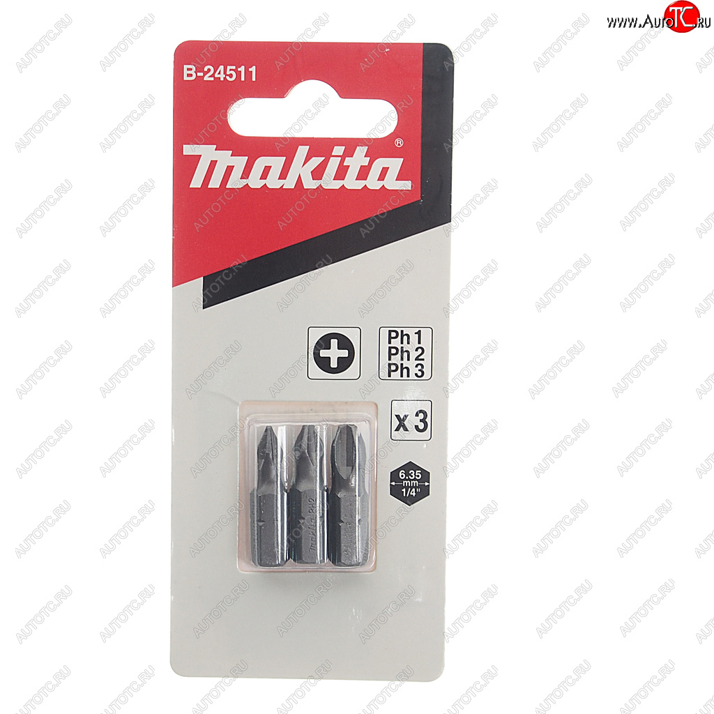 161 р. Набор бит 1/4 PH1, PH2, PH3 25мм 3 предмета в блистере MAKITA MAKITA b-24511 MAKITA b-24511  с доставкой в г. Майкоп