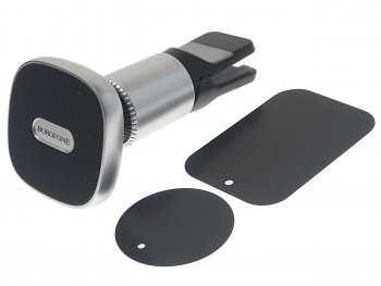 689 р. Держатель телефона на дефлектор магнитный черный BOROFONE BOROFONE bh44 black silver  с доставкой в г. Майкоп. Увеличить фотографию 1