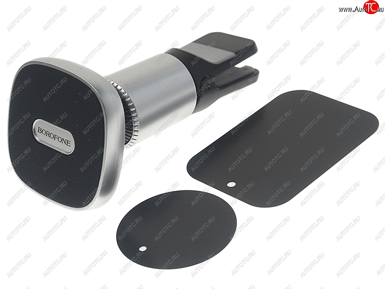 689 р. Держатель телефона на дефлектор магнитный черный BOROFONE BOROFONE bh44 black silver  с доставкой в г. Майкоп