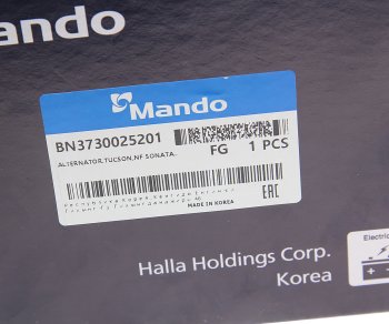 20 849 р. Генератор HYUNDAI ix35 (10-),Sonata (04-) KIA Sportage (10-) (2.02.4) (110A,13.5V) MANDO MANDO bn3730025201  с доставкой в г. Майкоп. Увеличить фотографию 6