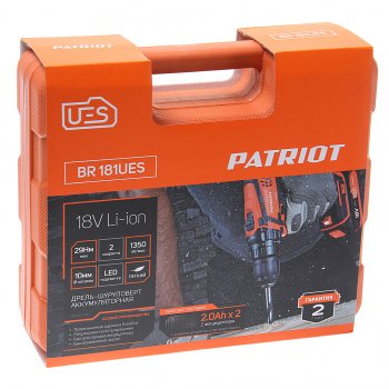 7 999 р. Дрель-шуруповерт с АКБ 18.0В 2.0Ач (2АКБ Li-Ion,кейс) PATRIOT PATRIOT br 181ues   с доставкой в г. Майкоп. Увеличить фотографию 5
