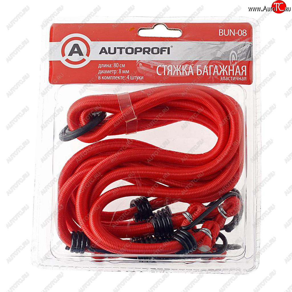 499 р. Жгут крепления груза эластичный 0.8м (4шт.) AUTOPROFI AUTOPROFI bun-08  с доставкой в г. Майкоп