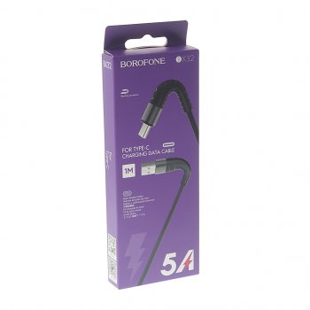 202 р. Кабель USB Type C 1м черный BOROFONE BOROFONE bx32 black  с доставкой в г. Майкоп. Увеличить фотографию 2