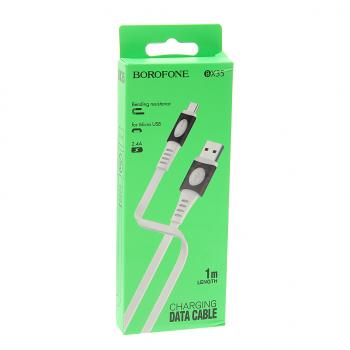 127 р. Кабель micro USB 1м белый BOROFONE BOROFONE bx35 white  с доставкой в г. Майкоп. Увеличить фотографию 2