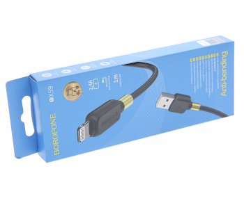 141 р. Кабель iPhone (5-) 1м черный BOROFONE BOROFONE bx59 black  с доставкой в г. Майкоп. Увеличить фотографию 2