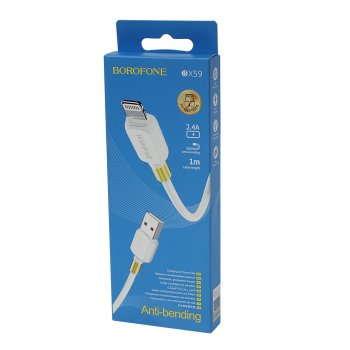182 р. Кабель iPhone (5-) 1м белый BOROFONE BOROFONE bx59 white  с доставкой в г. Майкоп. Увеличить фотографию 2