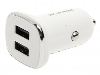 200 р. Устройство зарядное в прикуриватель 2USB 12V белое BOROFONE BOROFONE bz12  с доставкой в г. Майкоп. Увеличить фотографию 1