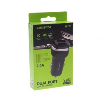 299 р. Устройство зарядное в прикуриватель 2USB 12V черное BOROFONE BOROFONE bz13 black  с доставкой в г. Майкоп. Увеличить фотографию 3