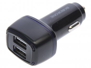 253 р. Устройство зарядное в прикуриватель 2USB 12V черное BOROFONE BOROFONE bz14 black  с доставкой в г. Майкоп. Увеличить фотографию 1
