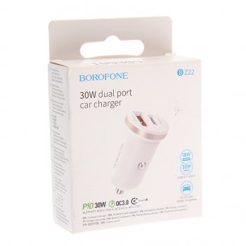 389 р. Устройство зарядное в прикуриватель 1USB + 1 Type C 12V BOROFONE BOROFONE bz22 white  с доставкой в г. Майкоп. Увеличить фотографию 2