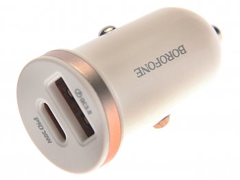389 р. Устройство зарядное в прикуриватель 1USB + 1 Type C 12V BOROFONE BOROFONE bz22 white  с доставкой в г. Майкоп. Увеличить фотографию 1