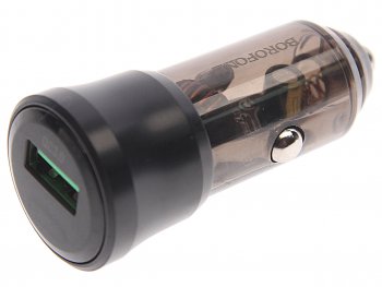 216 р. Устройство зарядное в прикуриватель 1USB 12V BOROFONE BOROFONE bz23 transparent black  с доставкой в г. Майкоп. Увеличить фотографию 1