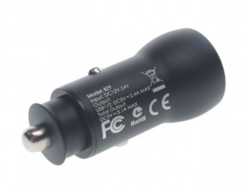569 р. Устройство зарядное в прикуриватель 2USB 12-24V 3.1A черный BOROFONE BOROFONE bz9 black  с доставкой в г. Майкоп. Увеличить фотографию 2