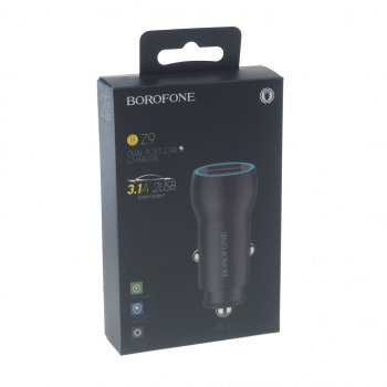 569 р. Устройство зарядное в прикуриватель 2USB 12-24V 3.1A черный BOROFONE BOROFONE bz9 black  с доставкой в г. Майкоп. Увеличить фотографию 3