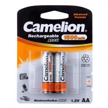 579 р. Батарейка AA HR6 1.2V аккумулятор Ni-MH 1500mAh блистер (2шт.) CAMELION CAMELION c-150aakcбл  с доставкой в г. Майкоп. Увеличить фотографию 1