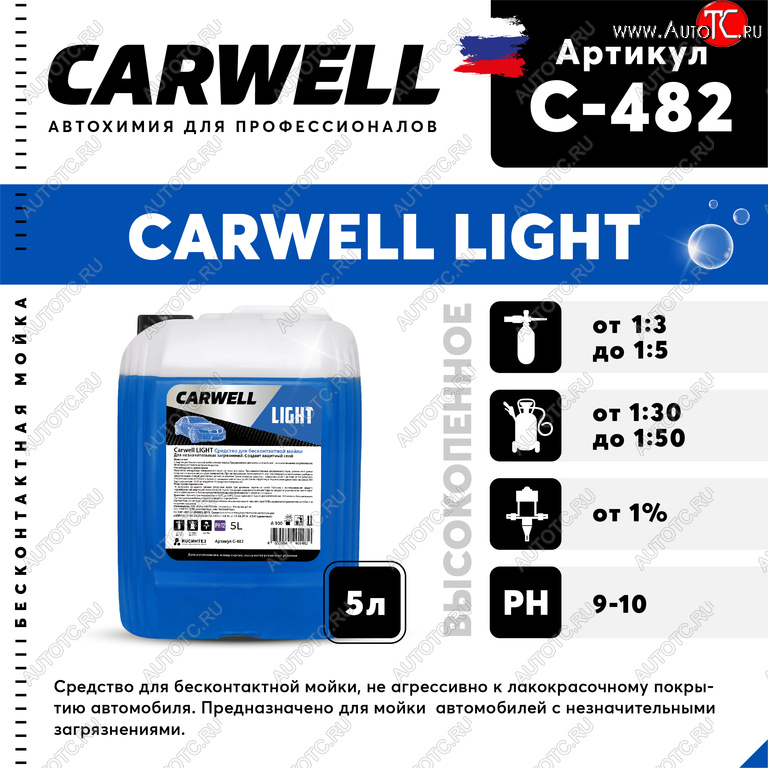 499 р. Шампунь для бесконтактной мойки 5л Light CARWELL CARWELL c-482  с доставкой в г. Майкоп