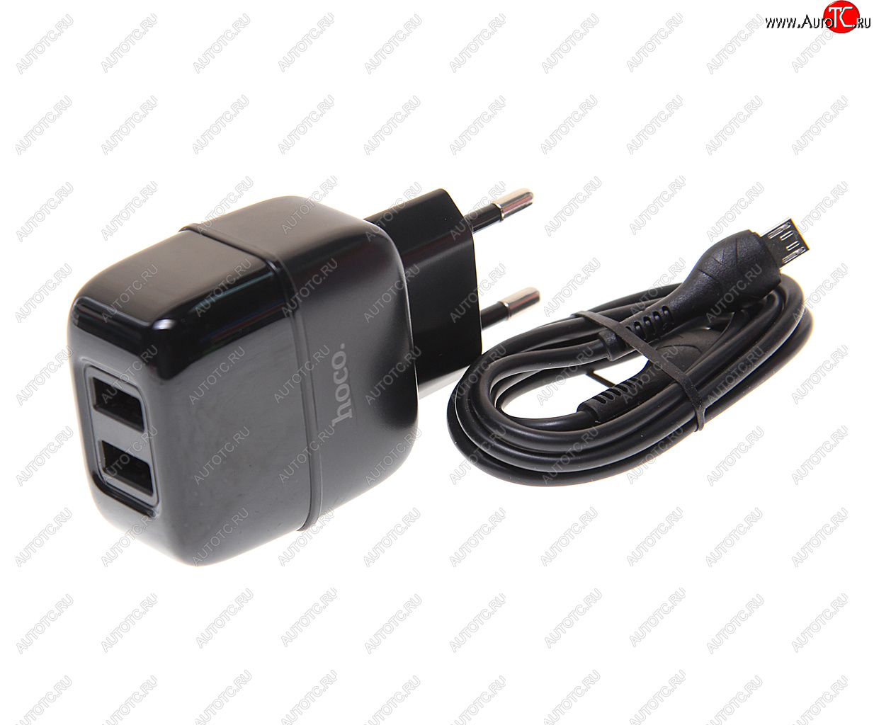 599 р. Устройство зарядное в розетку 2 USB 2.1A HOCO HOCO c77a black  с доставкой в г. Майкоп