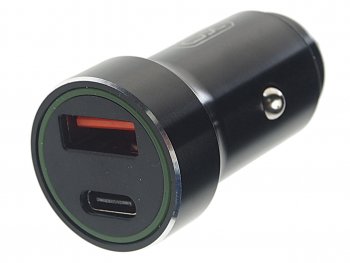 739 р. Устройство зарядное в прикуриватель 1USB + 1 Type C 12V черное XO XO cc32 black  с доставкой в г. Майкоп. Увеличить фотографию 1