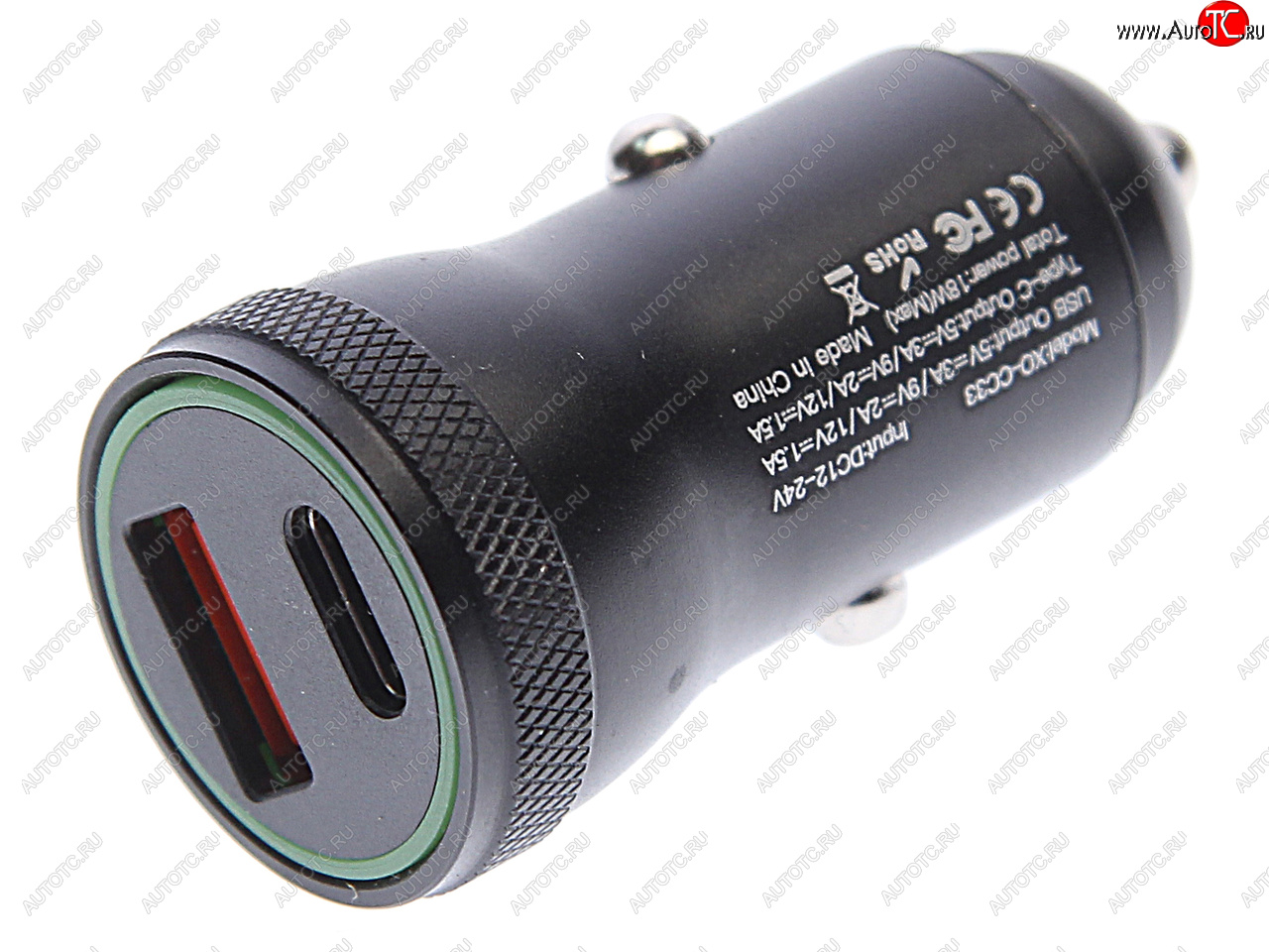 569 р. Устройство зарядное в прикуриватель 1USB + 1 Type C 12V черное XO XO cc33 black  с доставкой в г. Майкоп