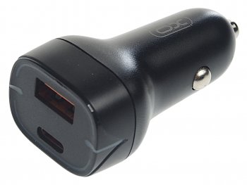 799 р. Устройство зарядное в прикуриватель 1USB + 1 Type C 12V черное XO XO cc37 black  с доставкой в г. Майкоп. Увеличить фотографию 1