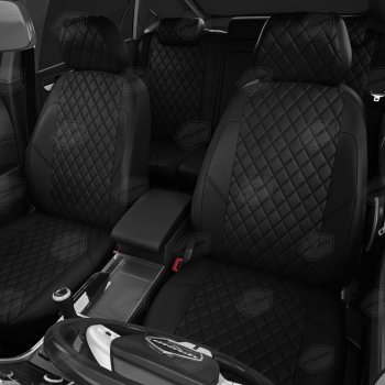 7 199 р. Чехлы сидений для Chevrolet Aveo (майка, 9 предм., экокожа) AVTOLIDER Chevrolet Aveo T200 седан (2003-2008) (черные)  с доставкой в г. Майкоп. Увеличить фотографию 8