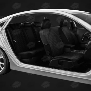 7 199 р. Чехлы сидений для Chevrolet Aveo (майка, 9 предм., экокожа) AVTOLIDER Chevrolet Aveo T200 седан (2003-2008) (черные)  с доставкой в г. Майкоп. Увеличить фотографию 5