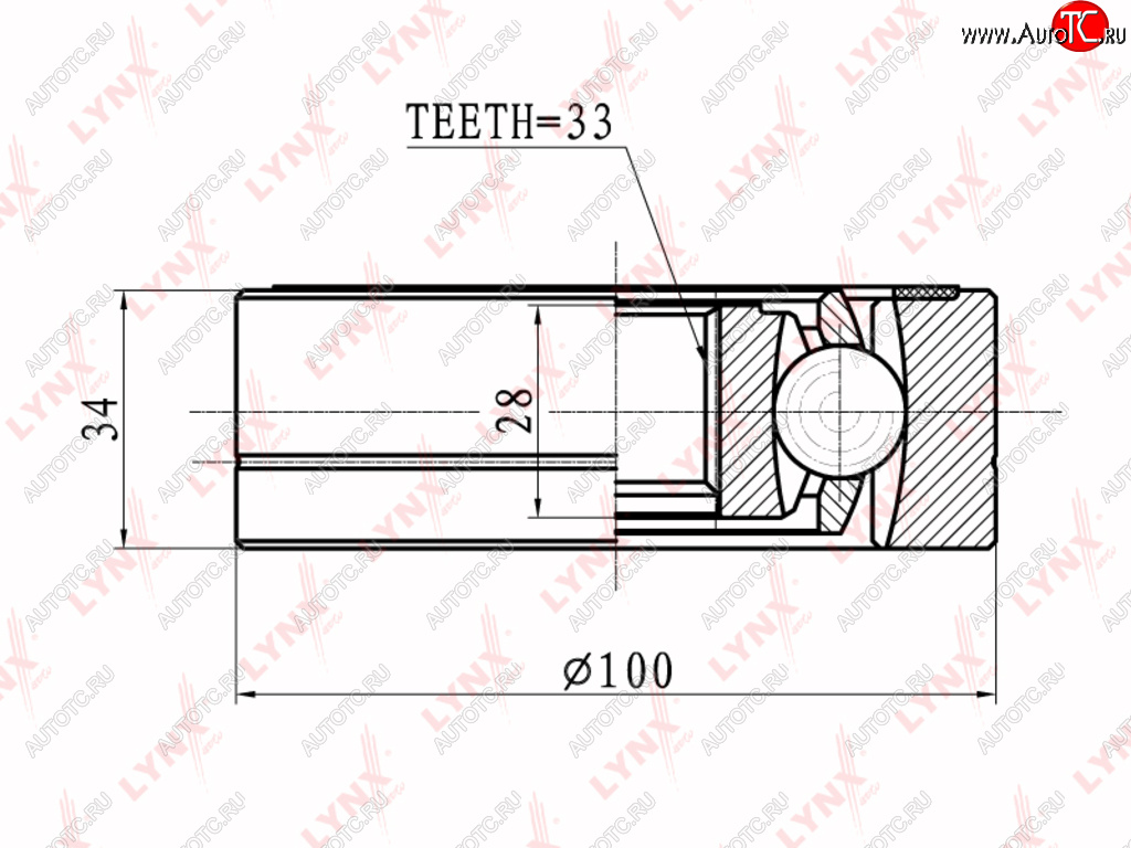 5 549 р. ШРУС внутренний VW Golf (87-) AUDI A3 (97-) SEAT Leon (00-) SKODA Octavia (97-) комплект LYNX LYNX ci8008  с доставкой в г. Майкоп