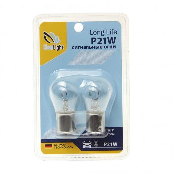 99 р. Лампа 12V P21W BA15s блистер (2шт.) CLEARLIGHT CLEARLIGHT cl-p21w-12v 2b  с доставкой в г. Майкоп. Увеличить фотографию 1