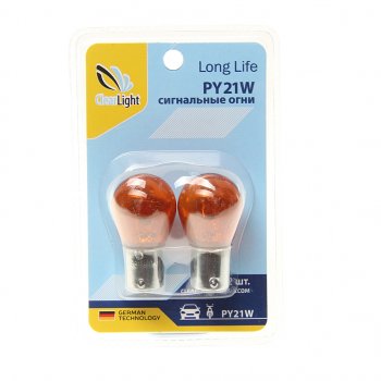 101 р. Лампа 12V PY21W BAU15s желтая блистер (2шт.) CLEARLIGHT CLEARLIGHT cl-py21w-12v 2b  с доставкой в г. Майкоп. Увеличить фотографию 1