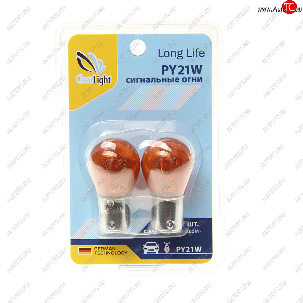 101 р. Лампа 12V PY21W BAU15s желтая блистер (2шт.) CLEARLIGHT CLEARLIGHT cl-py21w-12v 2b  с доставкой в г. Майкоп